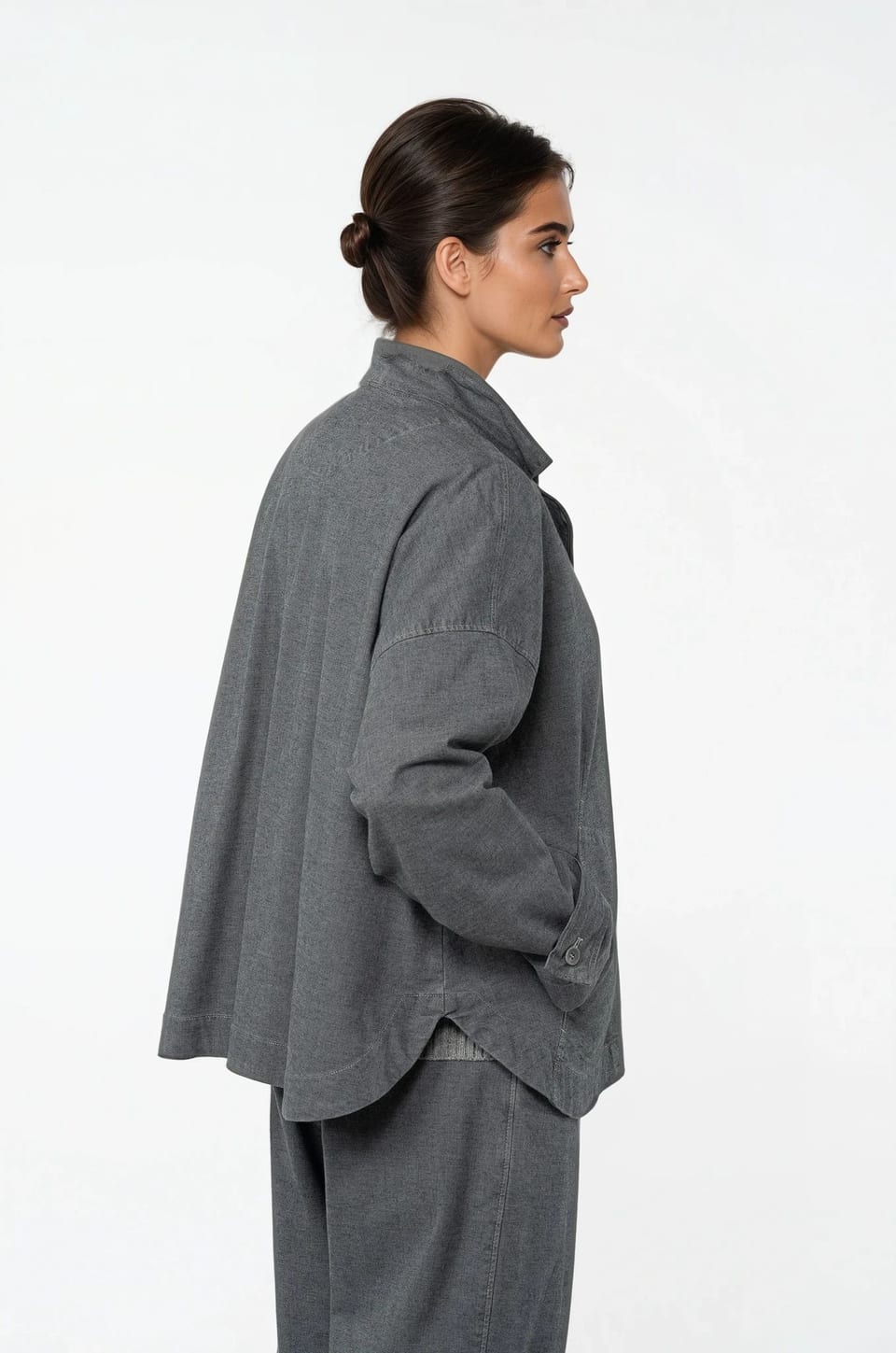Jacket 523 - Stretch cotton with mini dobby pattern - 942MOUSE - 10250710135