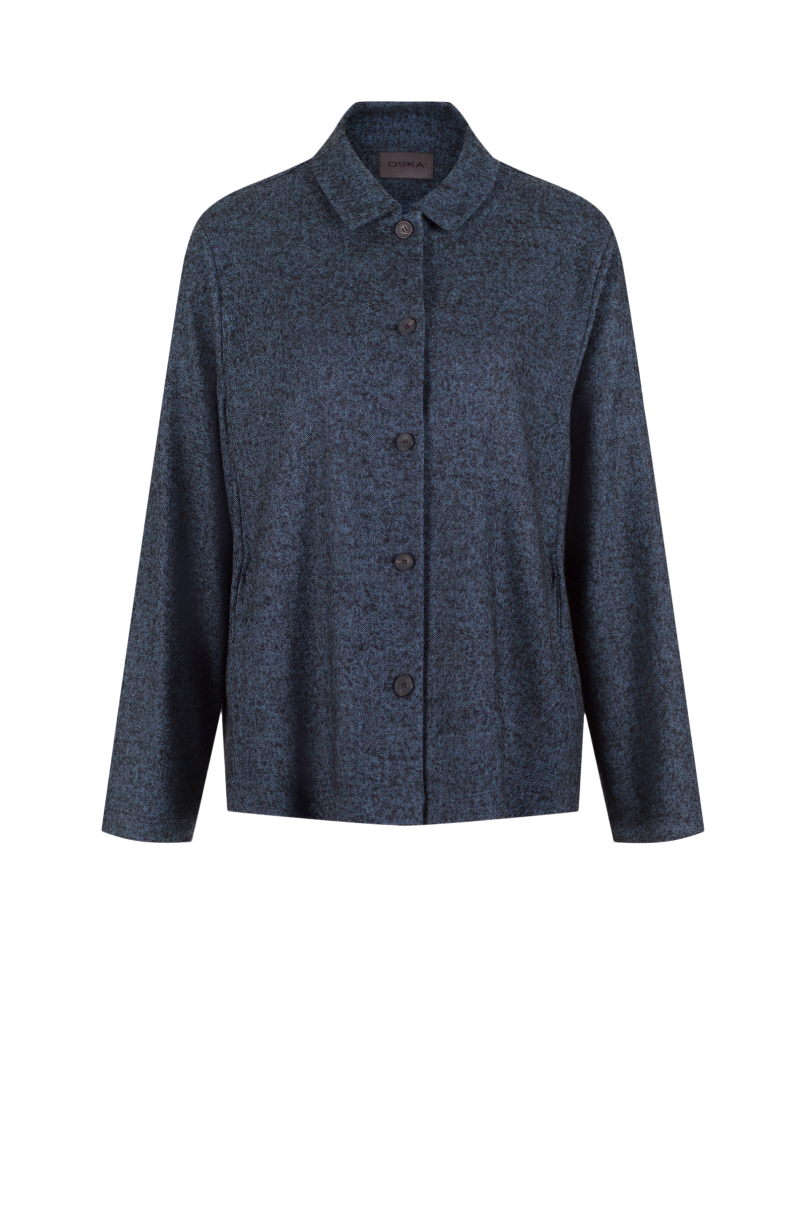 Jacket 524 Blue Flannel herringbone in wool blend