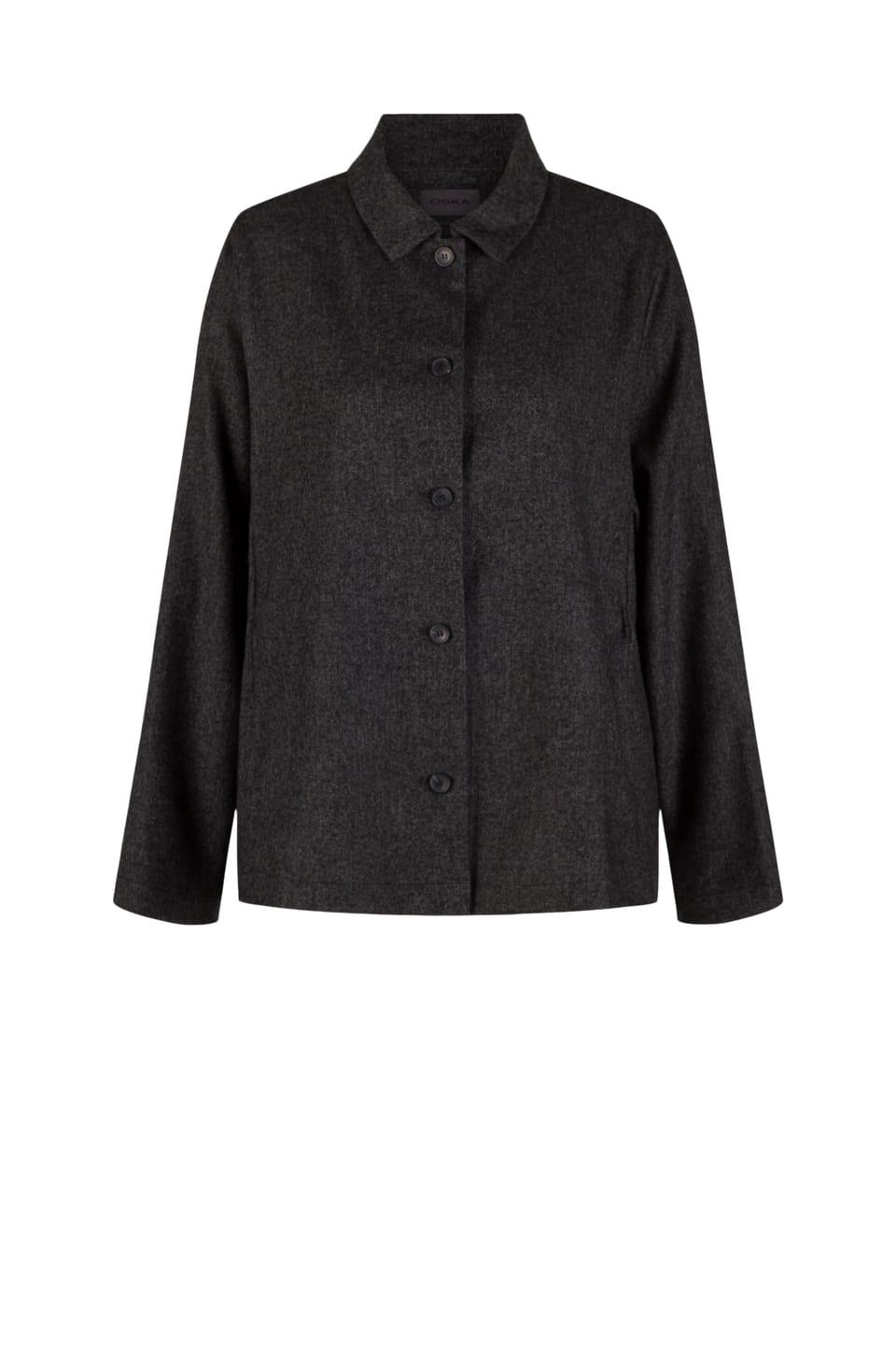 Jacket 524 - Flannel herringbone in wool blend - 990BLACK - 10250710136