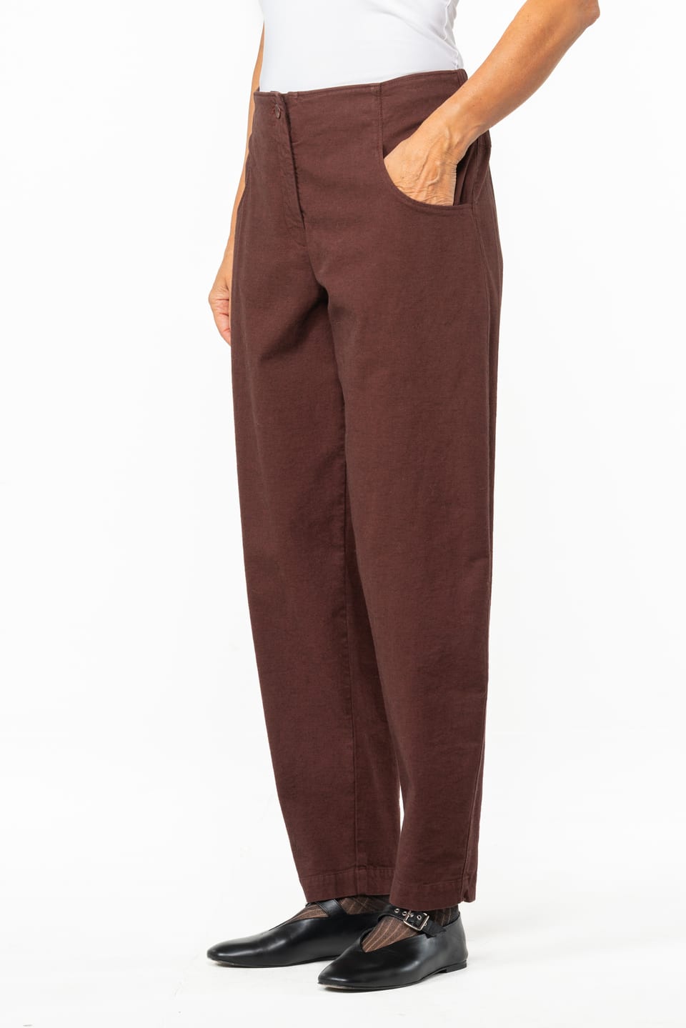 Trousers 542 - Stretch cotton with mini dobby pattern - 270TERRA - 10250710137