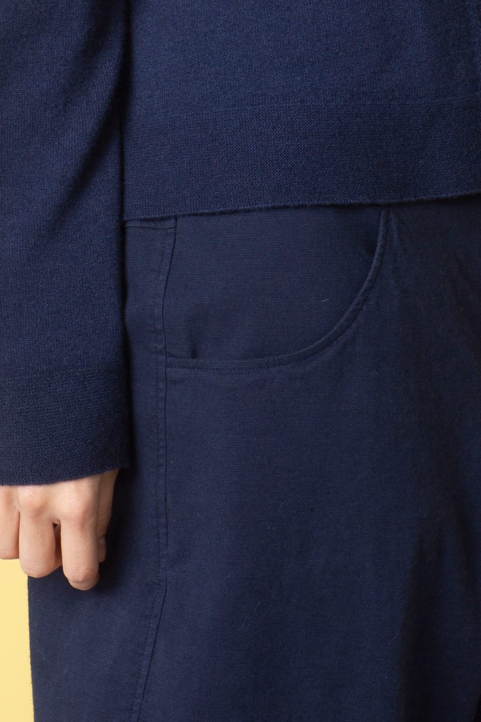 Trousers 542 - Stretch cotton with mini dobby pattern - 480MIDNIGHT - 10250710137