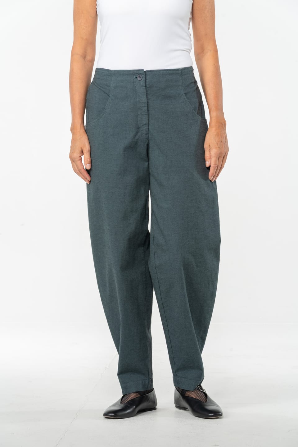 Trousers 542 - Stretch cotton with mini dobby pattern - 560PACIFIC - 10250710137