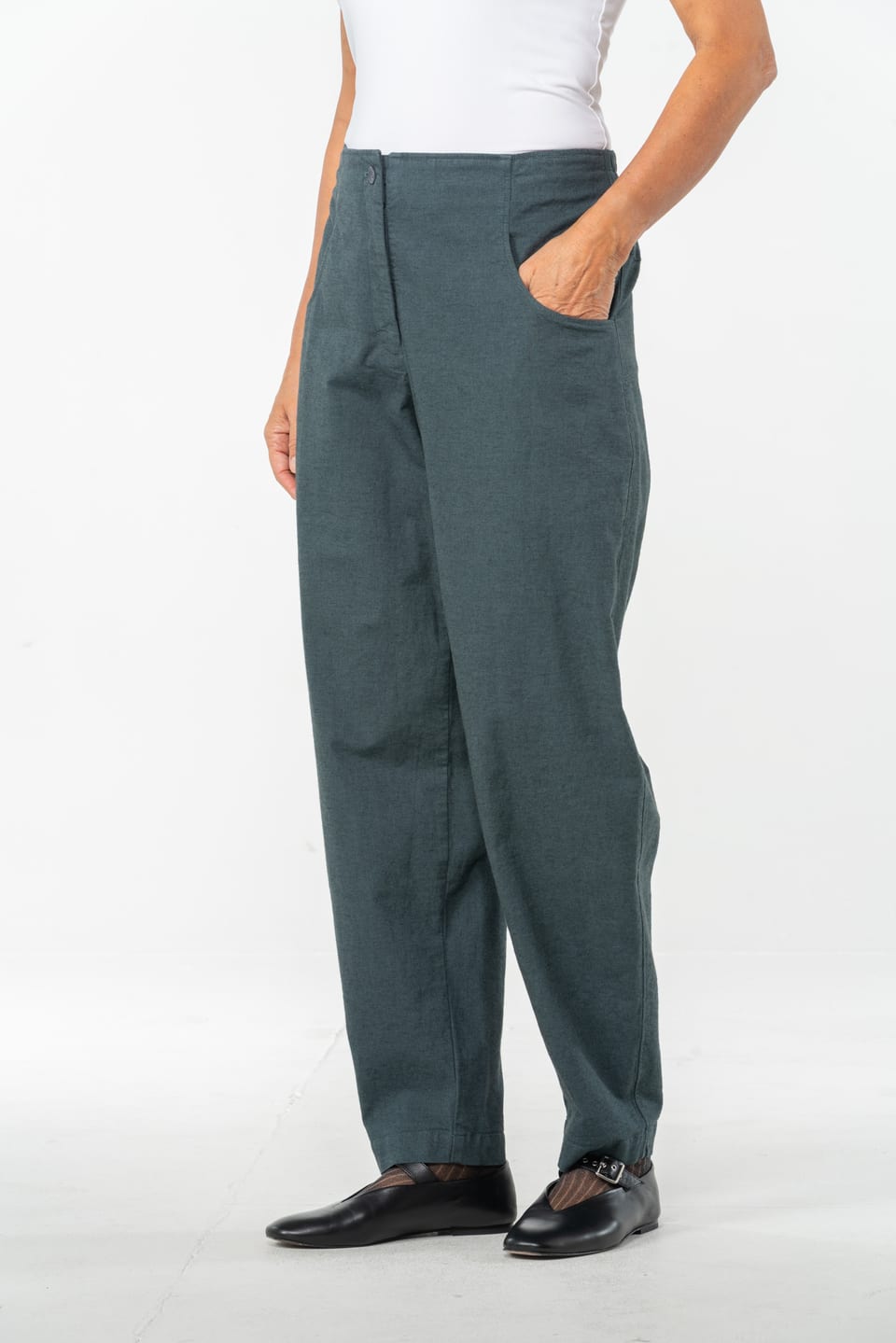 Trousers 542 - Stretch cotton with mini dobby pattern - 560PACIFIC - 10250710137