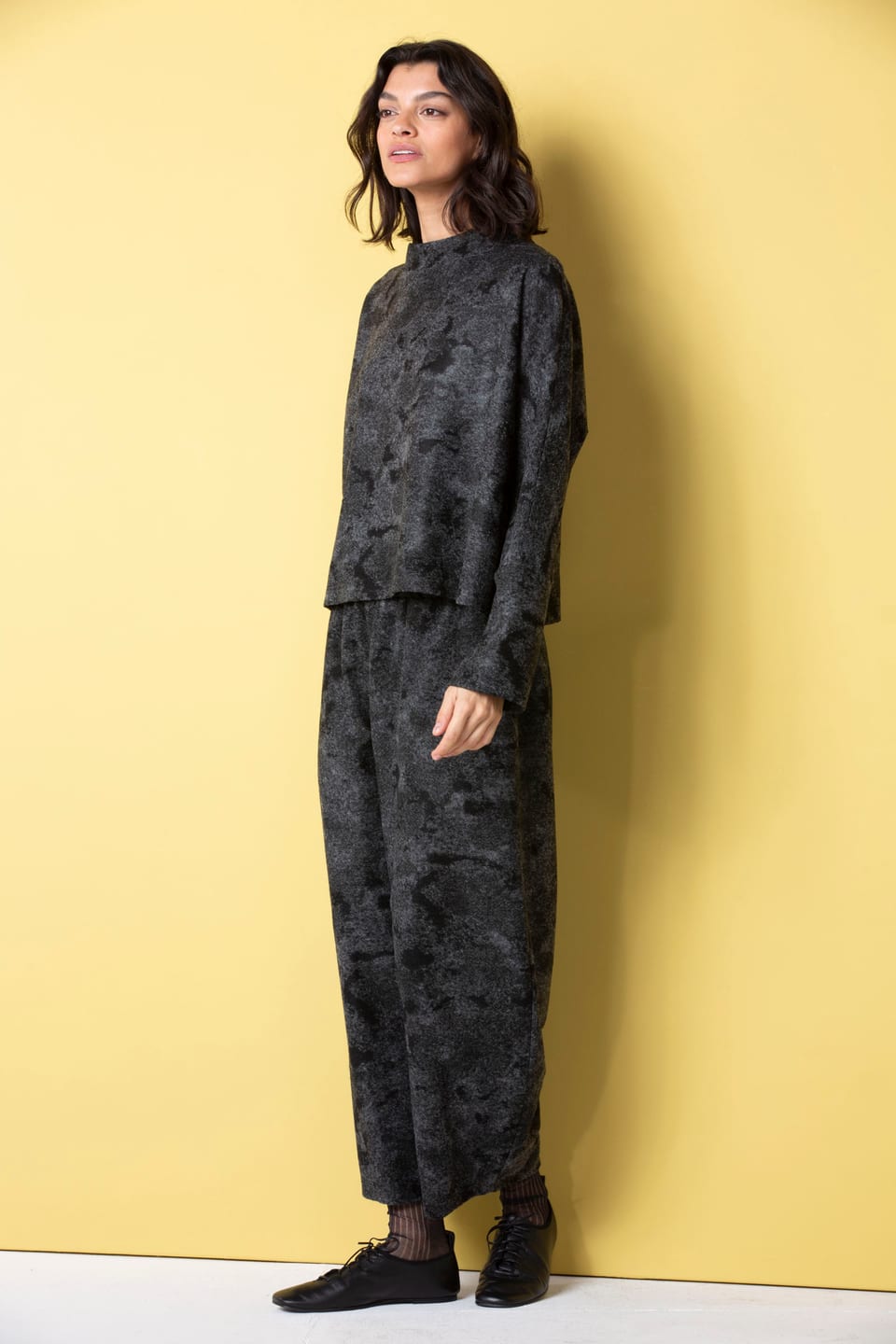 Trousers 544 - Jacquard Jersey in virgin wool blend - 990BLACK - 10250710140