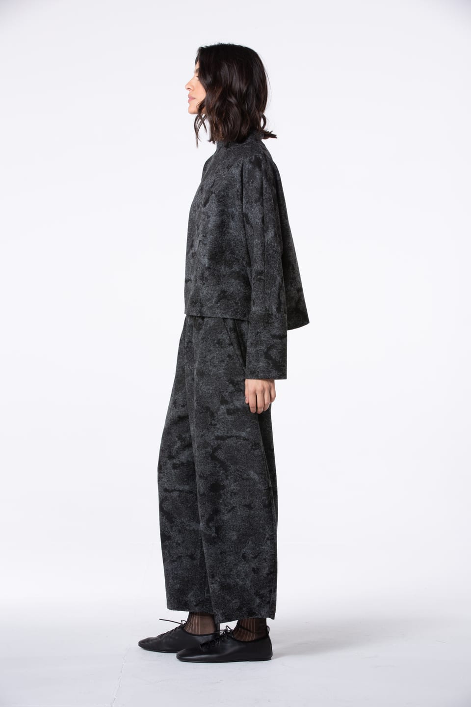 Trousers 544 - Jacquard Jersey in virgin wool blend - 990BLACK - 10250710140