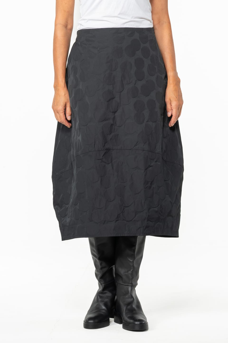 Skirt 504 - Recycled taffeta dot jacquard - 990BLACK - 10250710141