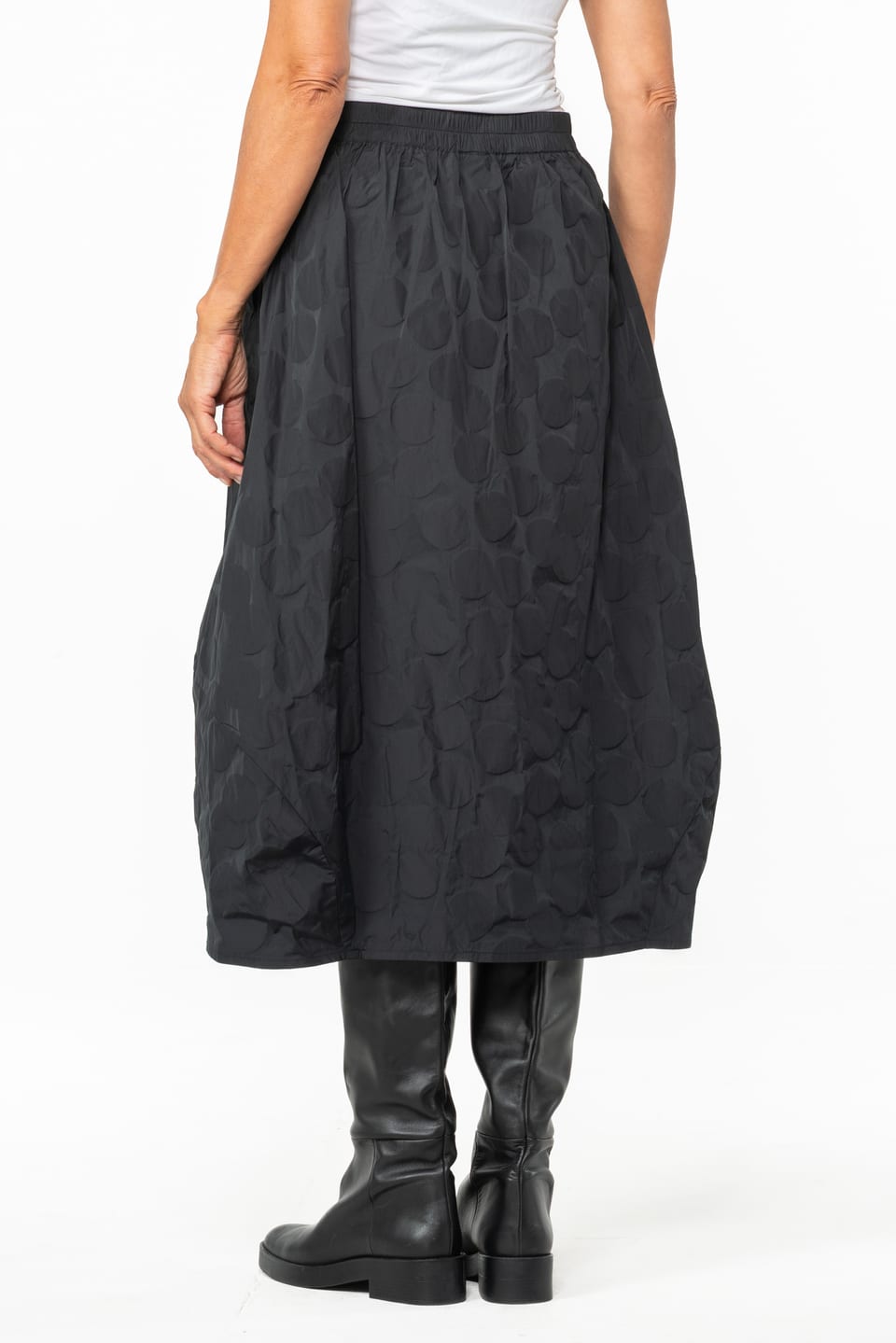Skirt 504 - Recycled taffeta dot jacquard - 990BLACK - 10250710141