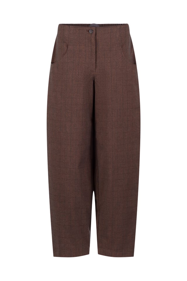 Trousers 546 - Stretch cotton fil-à-fil check - 230ORANGE - 10250710142