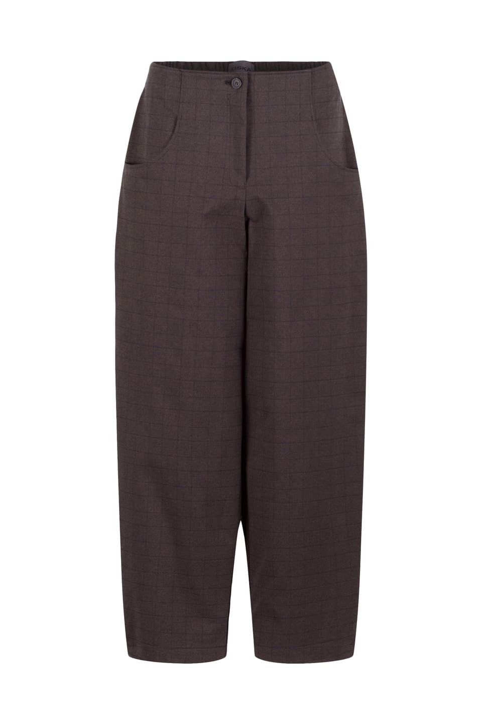 Trousers 546 - Stretch cotton fil-à-fil check - 980SEPIA - 10250710142