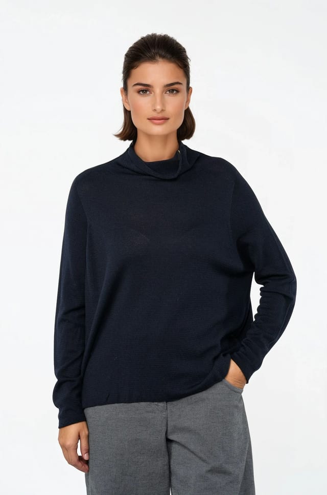 Pullover 522 - Pure merino wool - 490NAVY - 10250713024