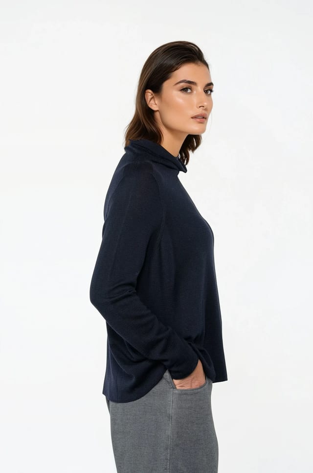 Pullover 522 - Pure merino wool - 490NAVY - 10250713024