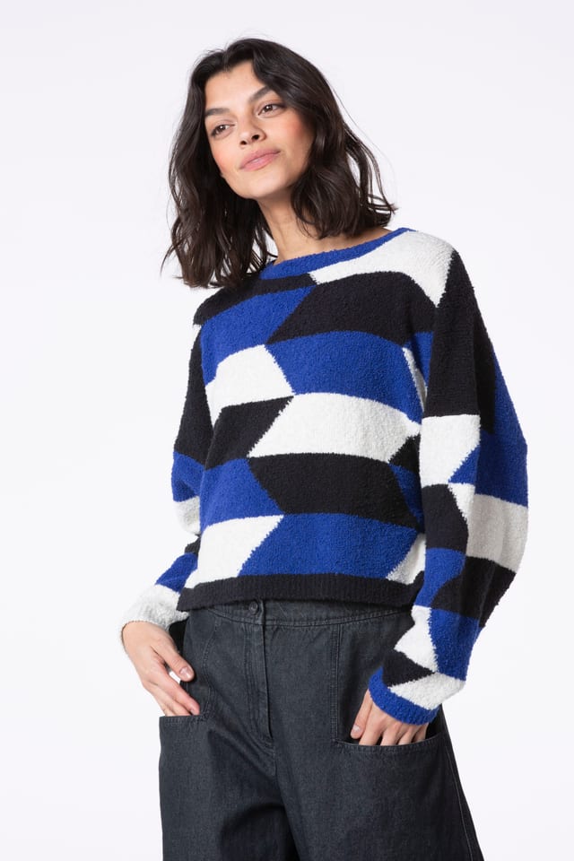 Pullover 533 - Bouclé cotton blend - 460CLEMATIS - 10250713037