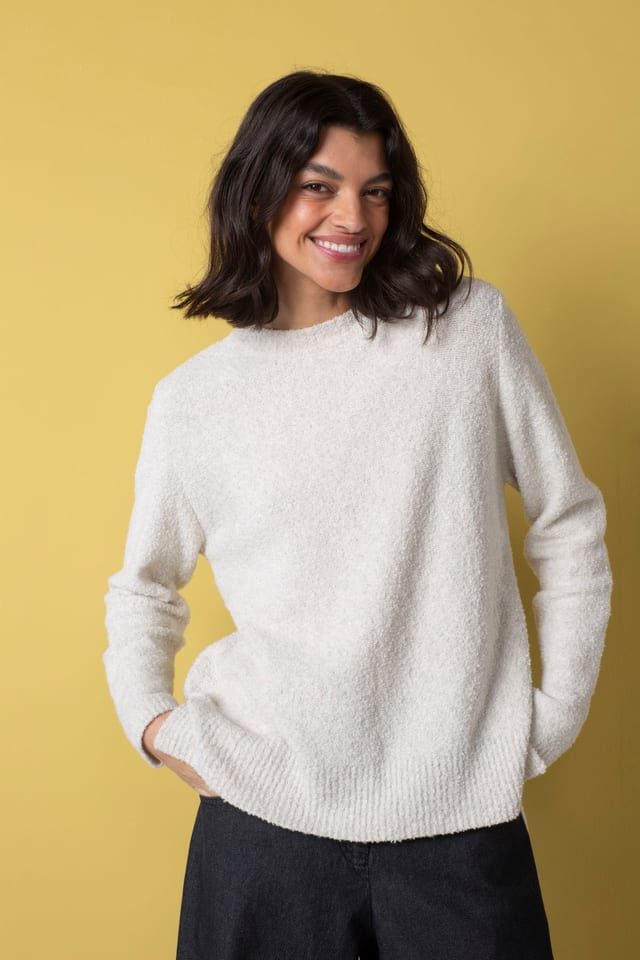 Pullover 536 - Bouclé i bomuldsblanding - 120ECRU - 10250713040