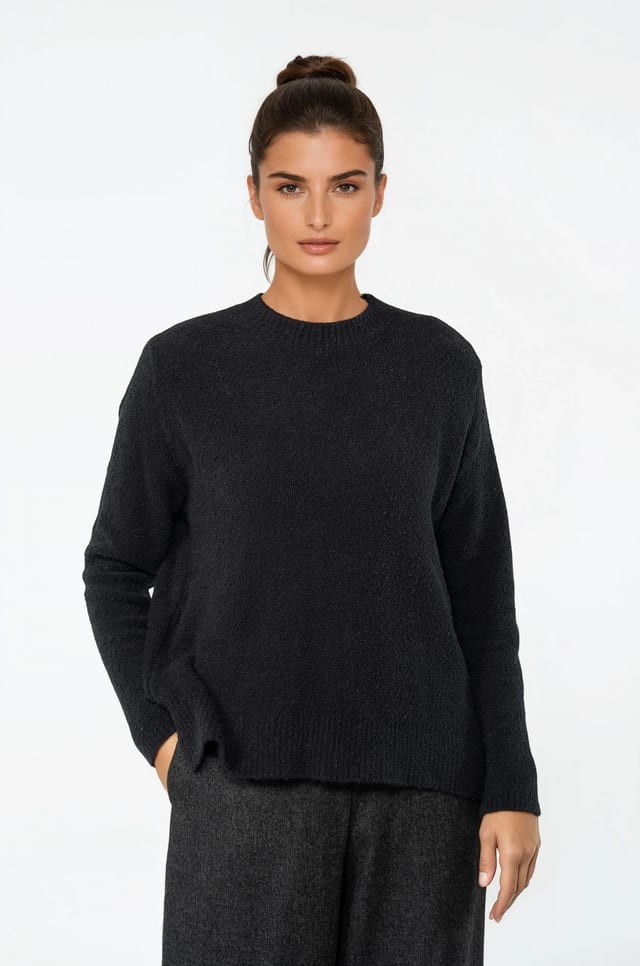 Pullover 536 - Bouclé cotton blend - 990BLACK - 10250713040