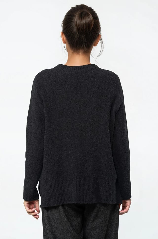 Pullover 536 - Bouclé cotton blend - 990BLACK - 10250713040