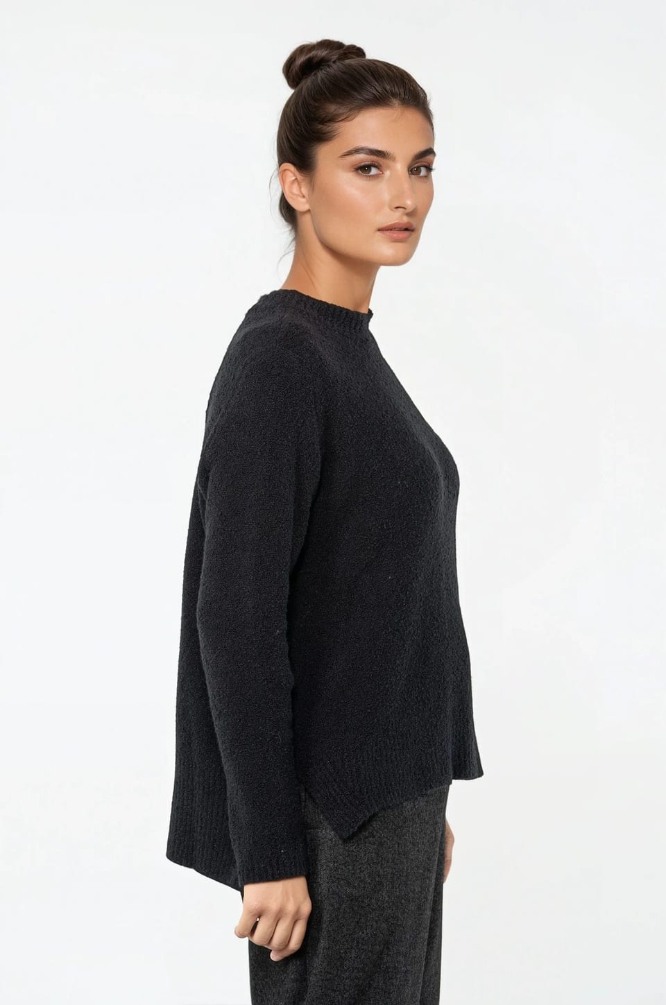 Pullover 536 - Bouclé cotton blend - 990BLACK - 10250713040