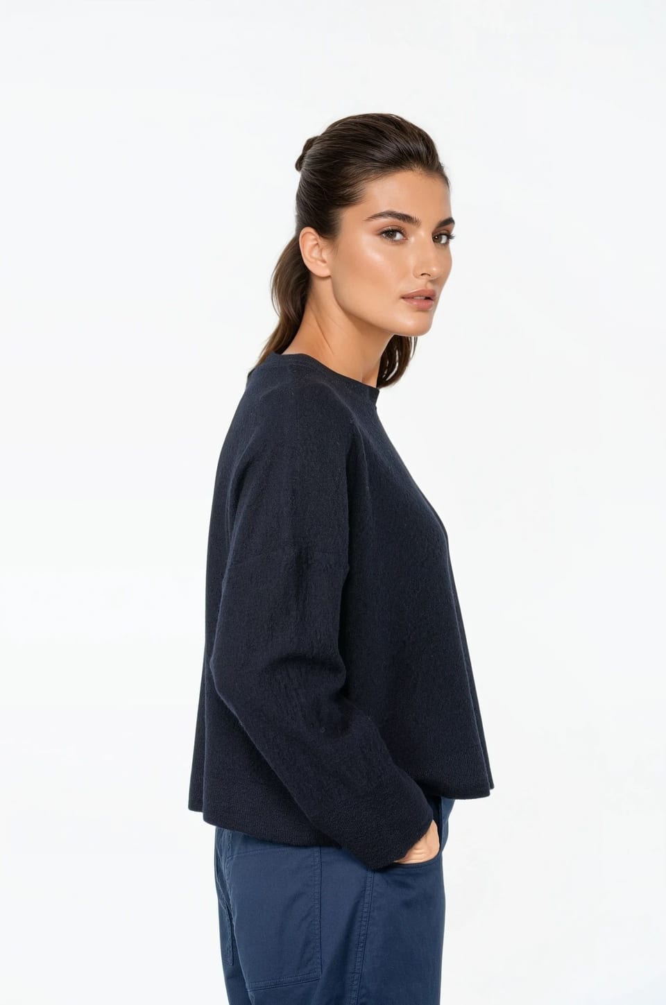 Pullover 537 - 100% merino wool - 490NAVY - 10250713042
