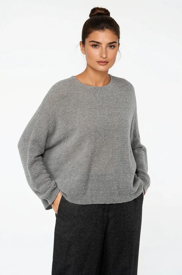 Pullover 541 - Bouclé-blanding i virgin wool - 940MOUSE - 10250713046