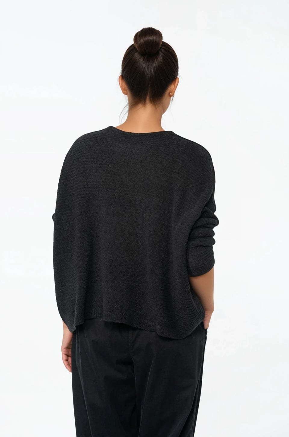 Pullover 541 - Bouclé virgin wool blend - 990BLACK - 10250713046