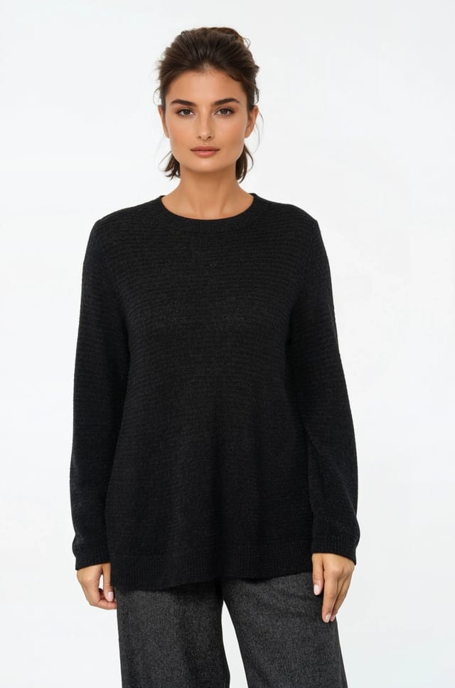 Pullover 542 - Bouclé cotton blend - 990BLACK - 10250713047