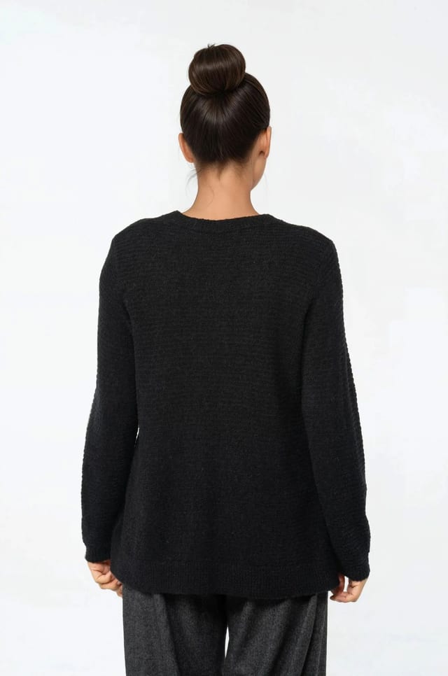 Pullover 542 - Bouclé virgin wool blend - 990BLACK - 10250713047