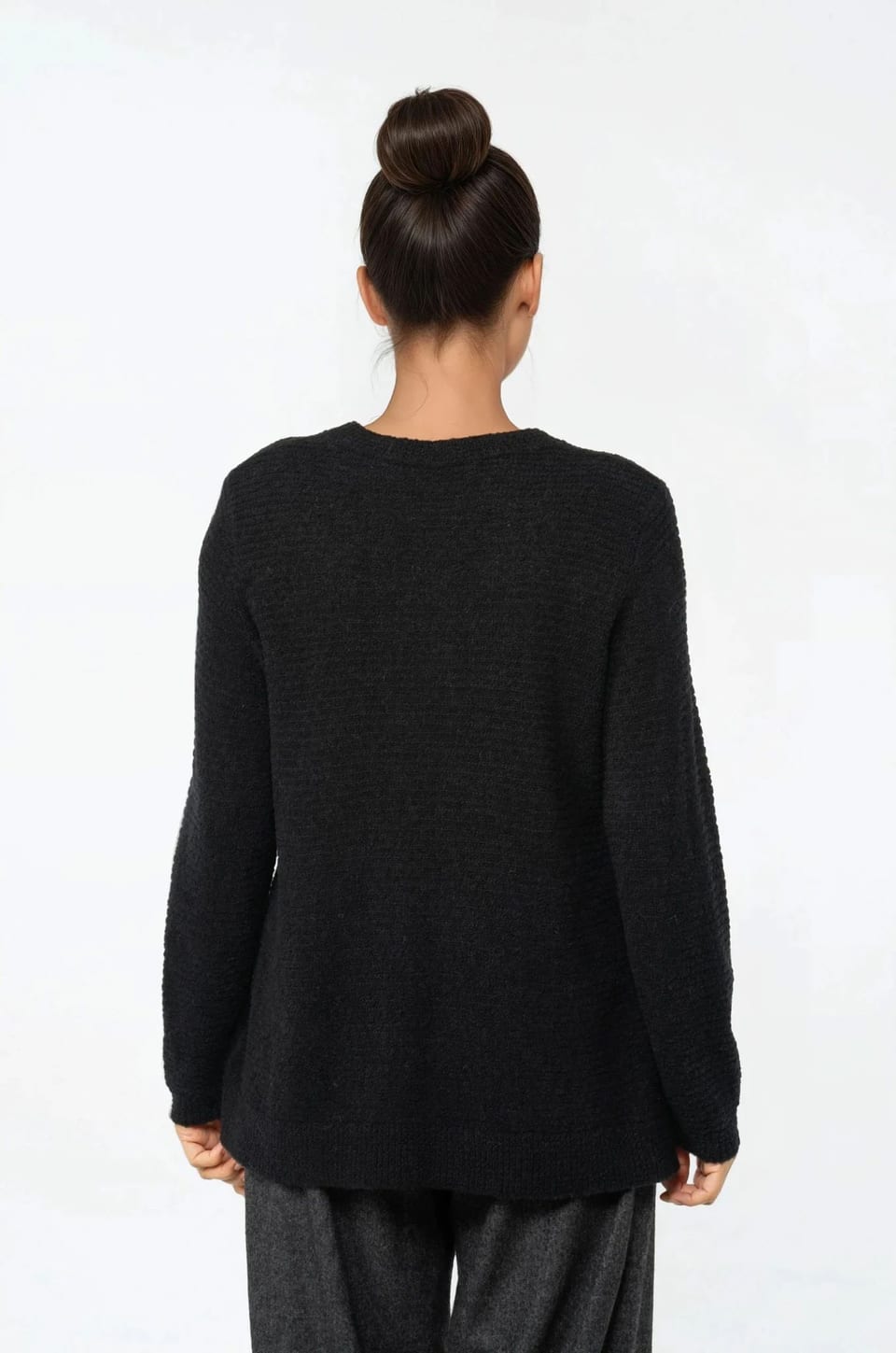 Pullover 542 - Bouclé virgin wool blend - 990BLACK - 10250713047