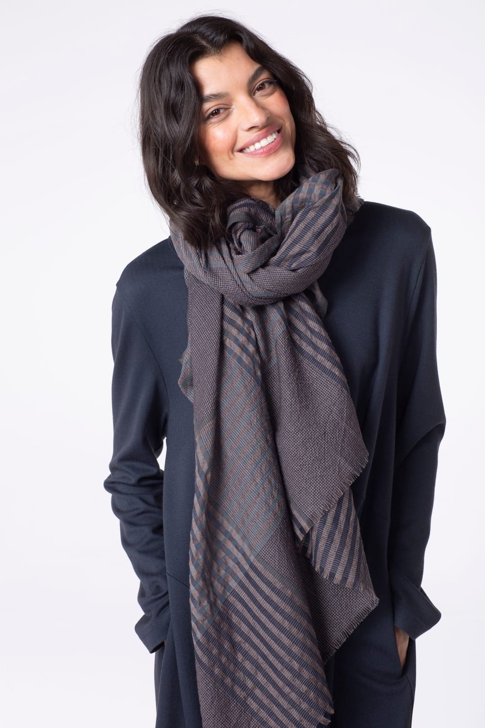 Scarf 510 - Wool-cotton blend - 870TAUPE - 10250714010
