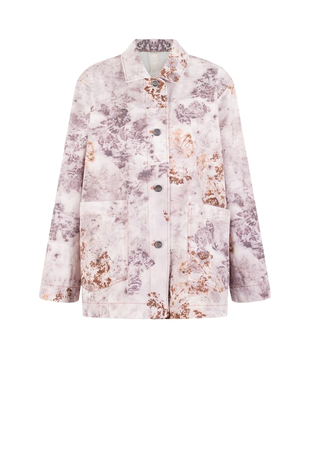 Jacket 504 wash - Botanical print on cotton twill - 330FEATHER - 60250710021
