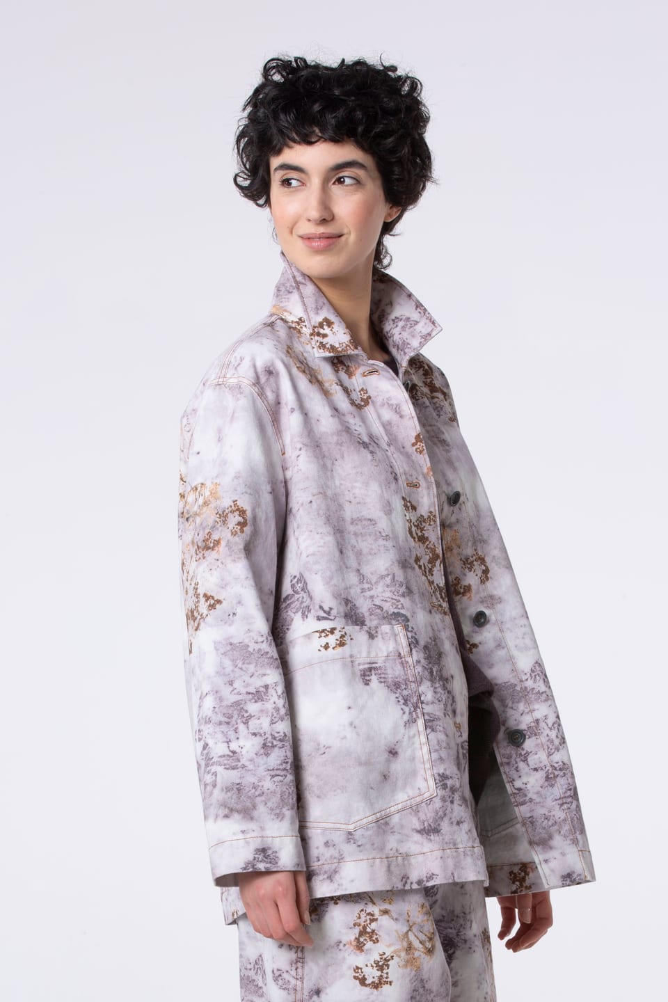 Bunda 504 wash - Botanical print on cotton twill - 330FEATHER - 60250710021