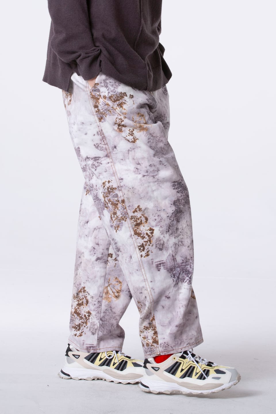 Kalhoty 507 wash - Botanical print on cotton twill - 330FEATHER - 60250710025