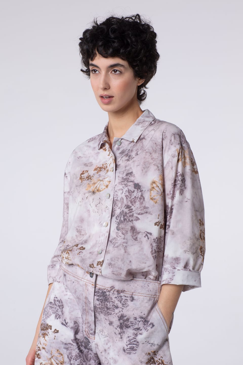 Halenka 505 - Botanical print on cotton viscose - 330FEATHER - 60250710030