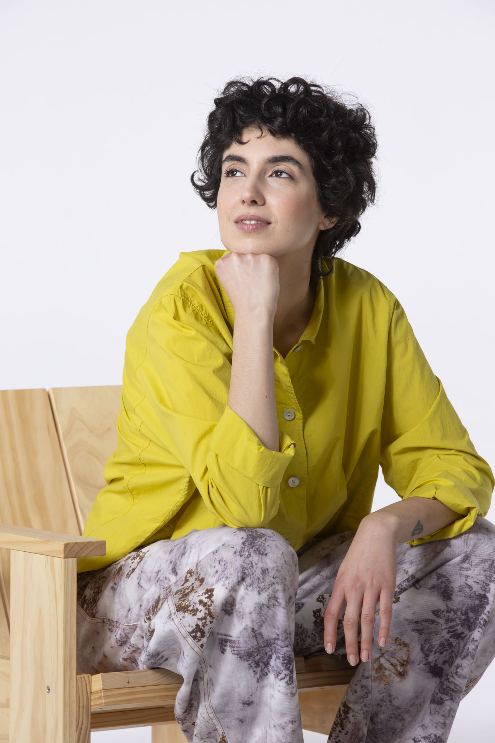 Blouse 507 Yellow Cotton poplin