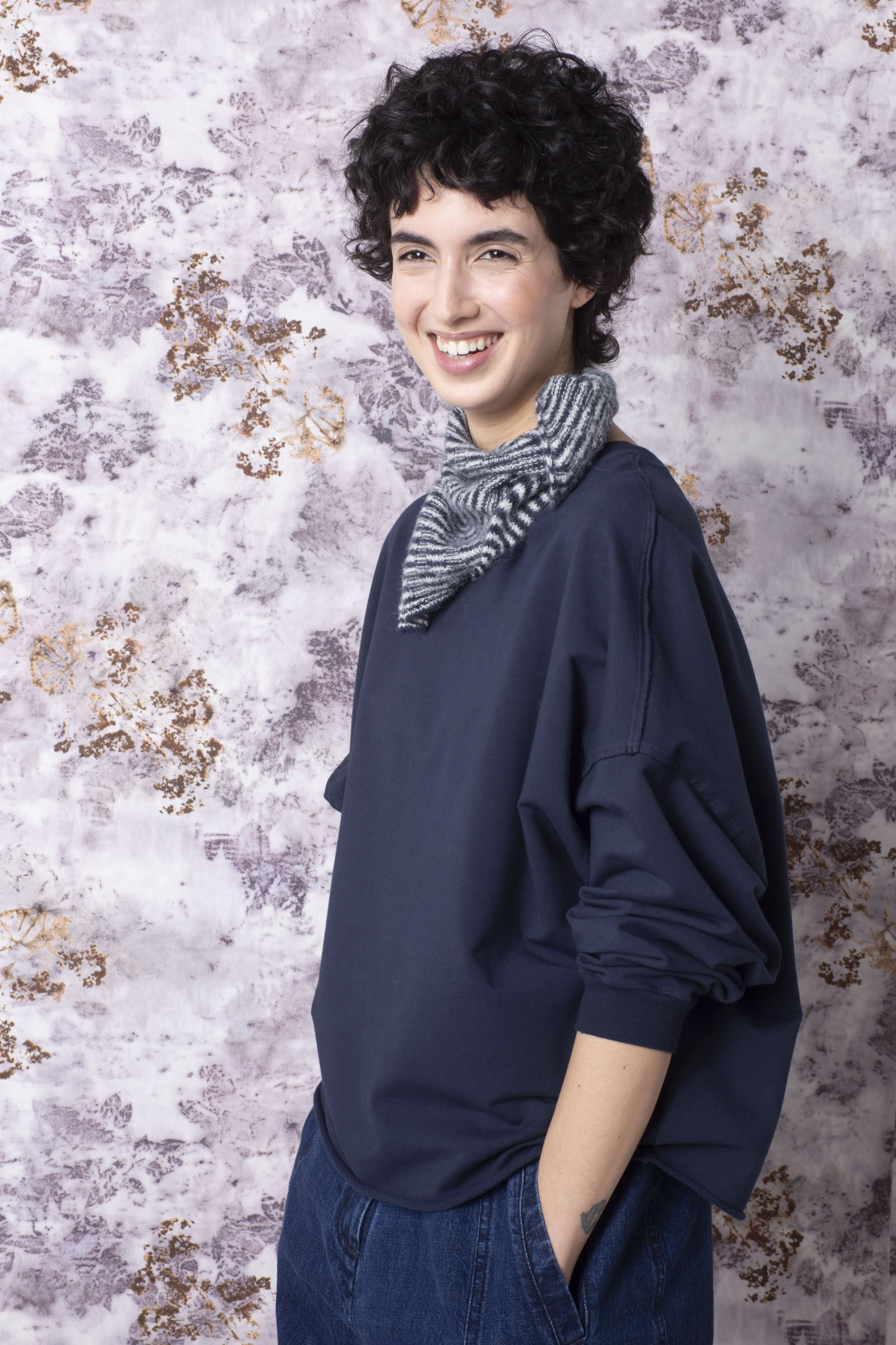 Pullover 511 Blue Cotton sweat with stretch