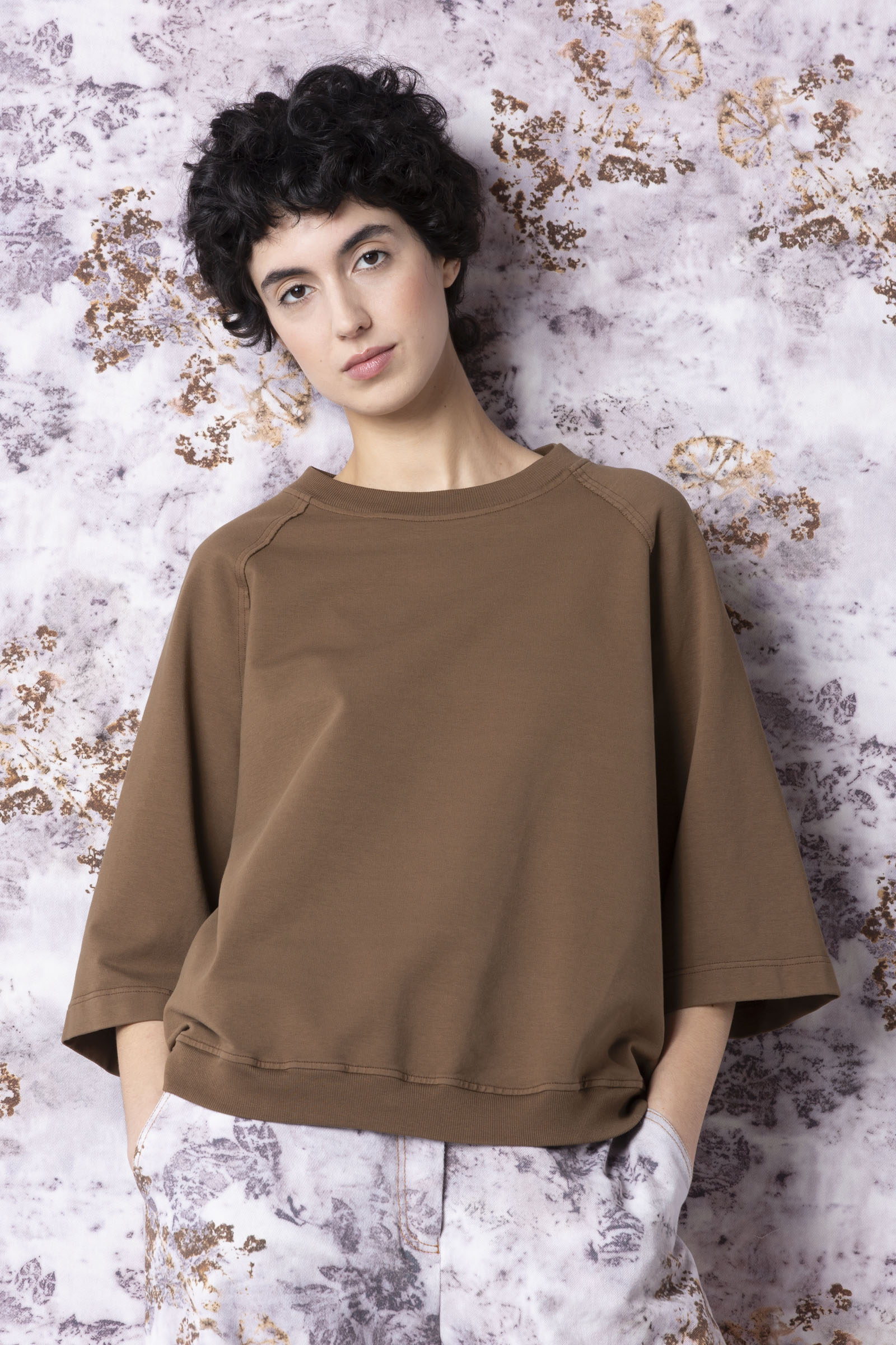Pullover 512 Brown Cotton sweat with stretch