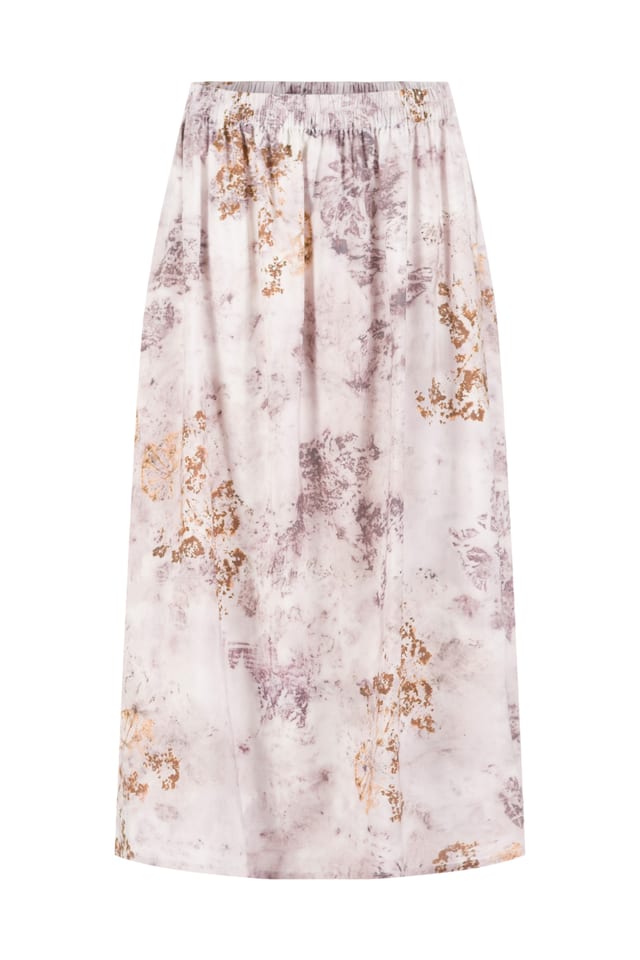 Skirt 501 - Botanical print on cotton viscose - 330FEATHER - 60250710044