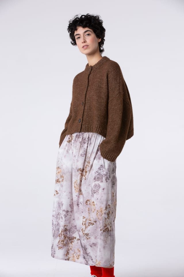 Skirt 501 - Botanical print on cotton viscose - 330FEATHER - 60250710044