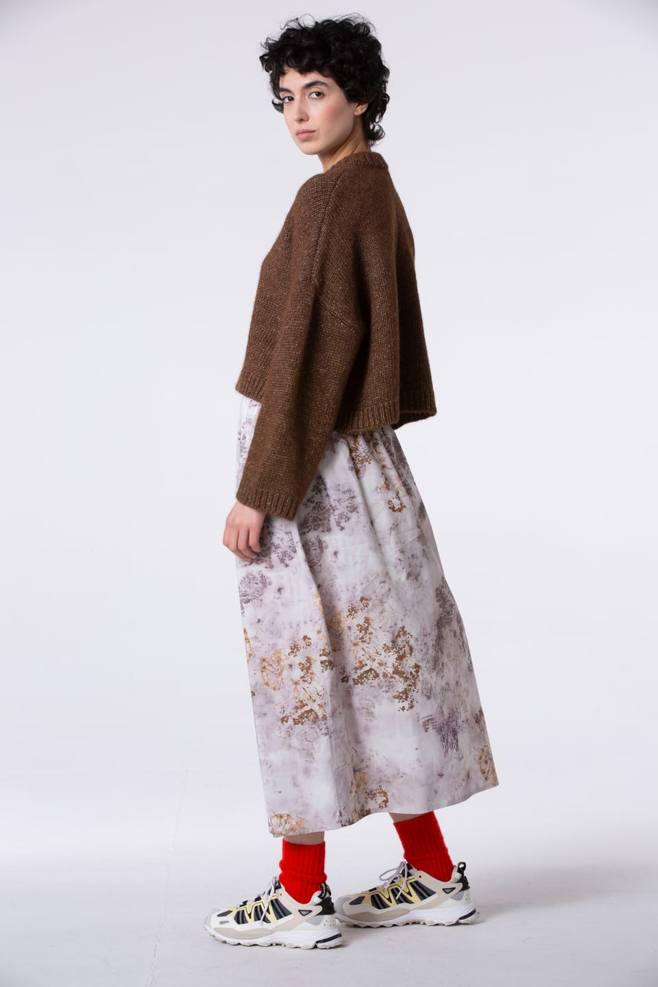 Skirt 501 - Botanical print on cotton viscose - 330FEATHER - 60250710044