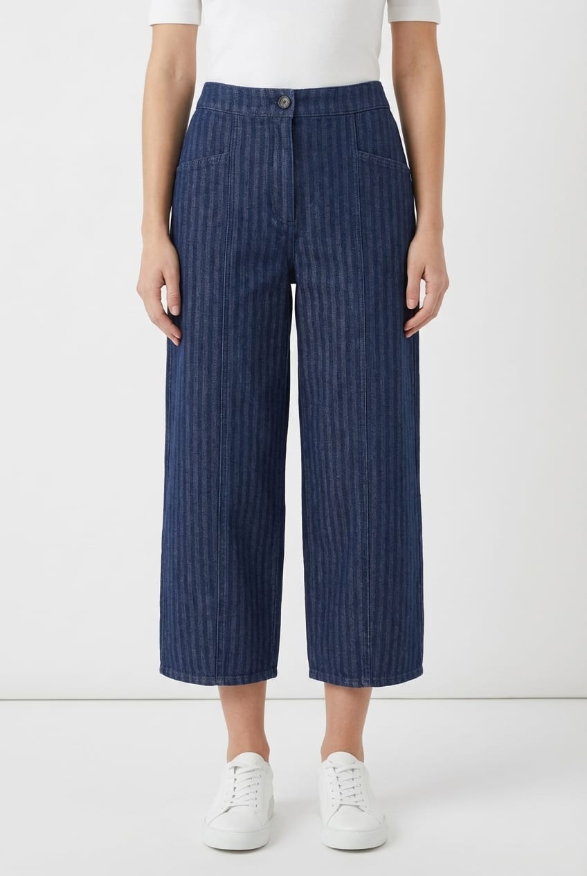 Trousers 6502 wash - Cotton denim with herringbone pattern - 560INDIGO - 10260710502