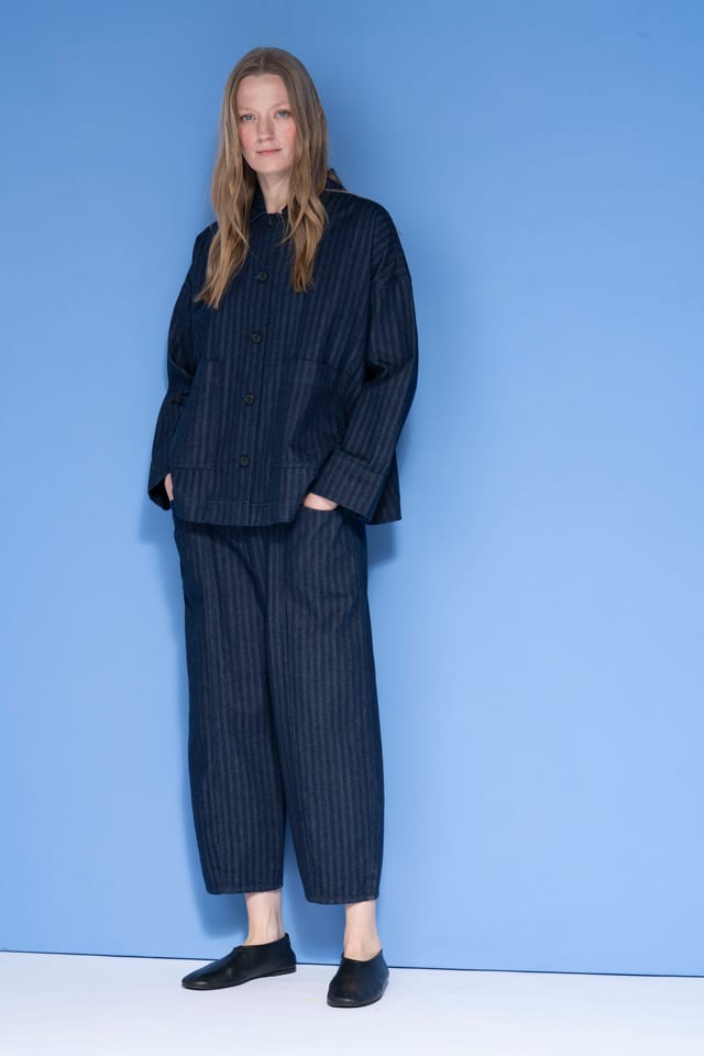 Trousers 6502 wash - Cotton denim with herringbone pattern - 560INDIGO - 10260710502