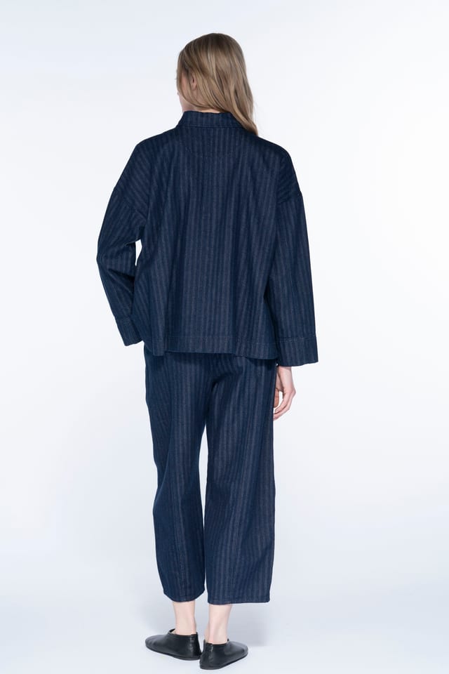 Trousers 6502 wash - Cotton denim with herringbone pattern - 560INDIGO - 10260710502