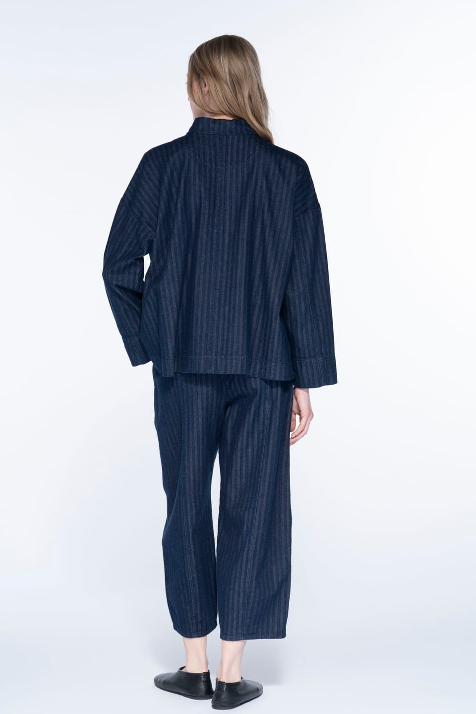 Trousers 6502 wash - Cotton denim with herringbone pattern - 560INDIGO - 10260710502