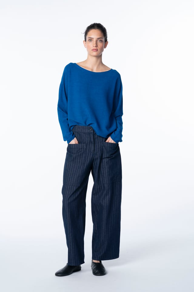 Trousers 6511 - Cotton denim with herringbone pattern - 560INDIGO - 10260710511