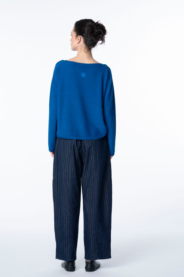 Trousers 6511 - Cotton denim with herringbone pattern - 560INDIGO - 10260710511
