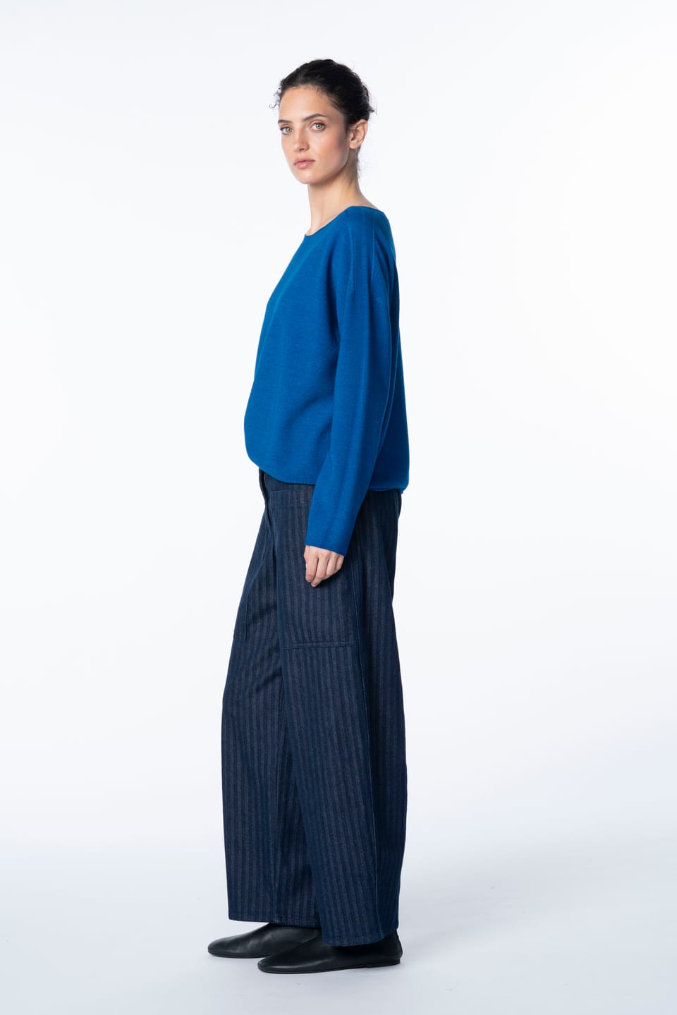 Trousers 6511 - Cotton denim with herringbone pattern - 560INDIGO - 10260710511