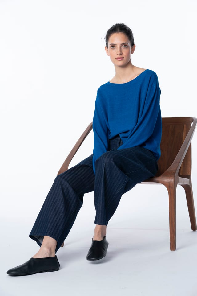 Trousers 6511 - Cotton denim with herringbone pattern - 560INDIGO - 10260710511