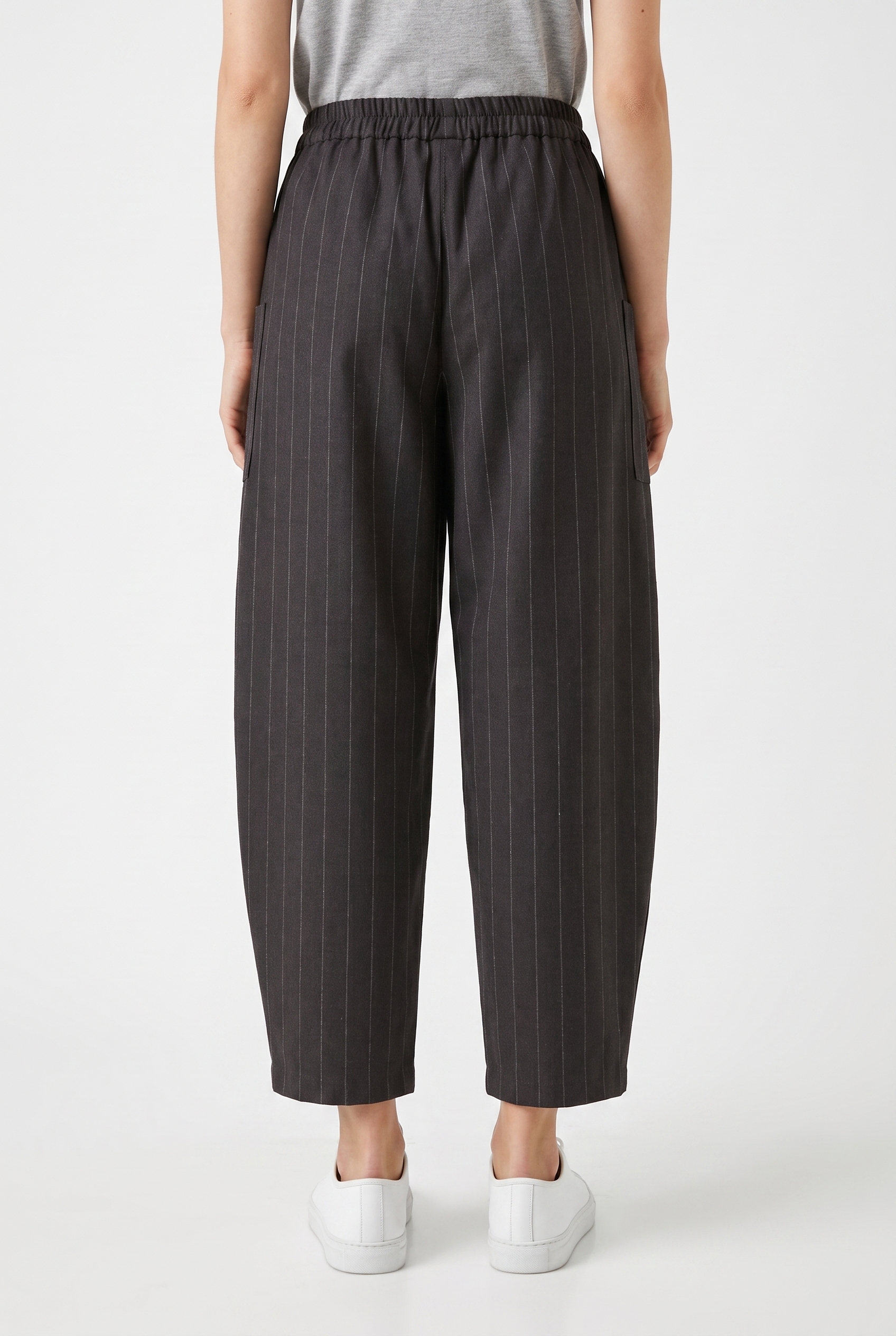 Trousers 6512 890CHOCO Wool blend with chalk stripes