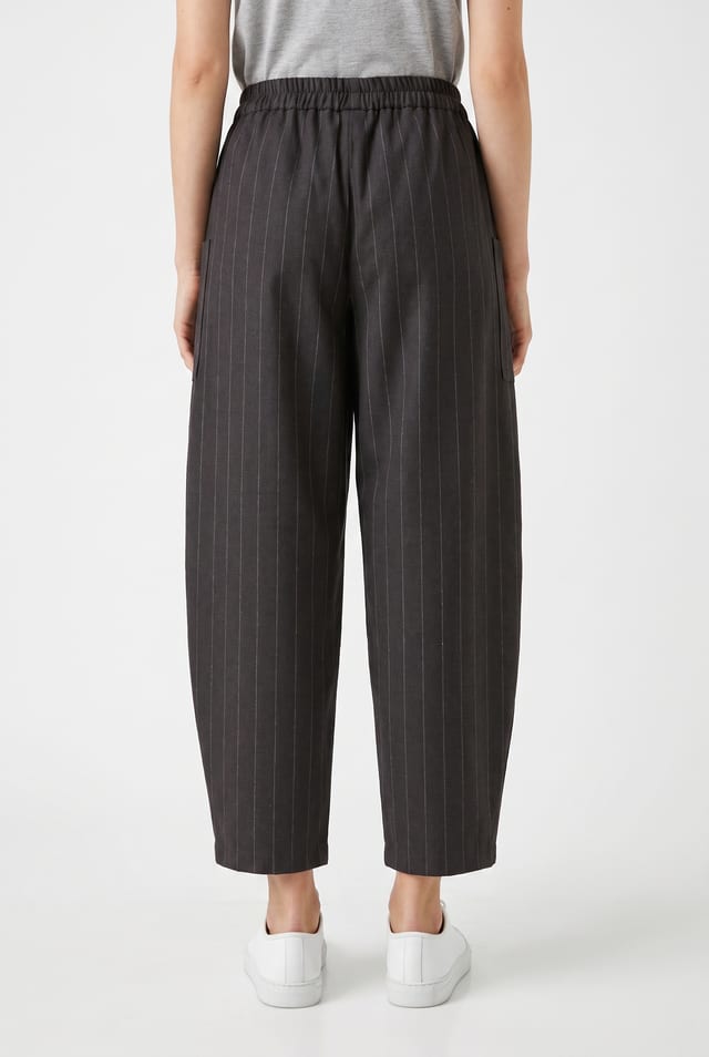 Trousers 6512 - Wool blend with chalk stripes - 890CHOCO - 10260710512
