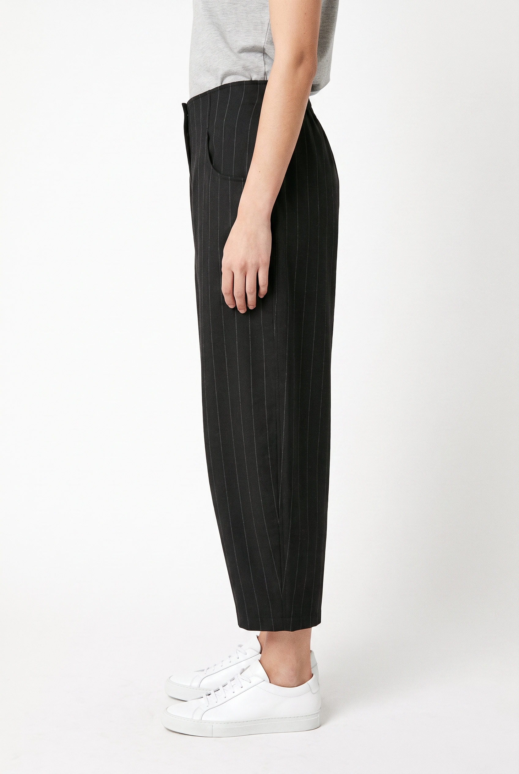 Trousers 6512 890CHOCO Wool blend with chalk stripes