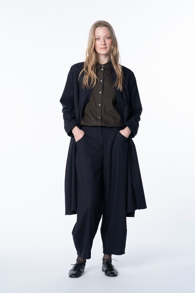 Trousers 6514 - Wool blend with gingham check - 490NAVY - 10260710514