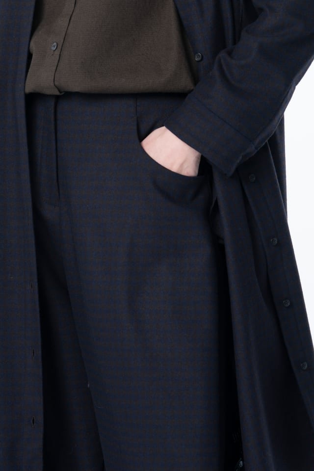 Trousers 6514 - Wool blend with gingham check - 490NAVY - 10260710514